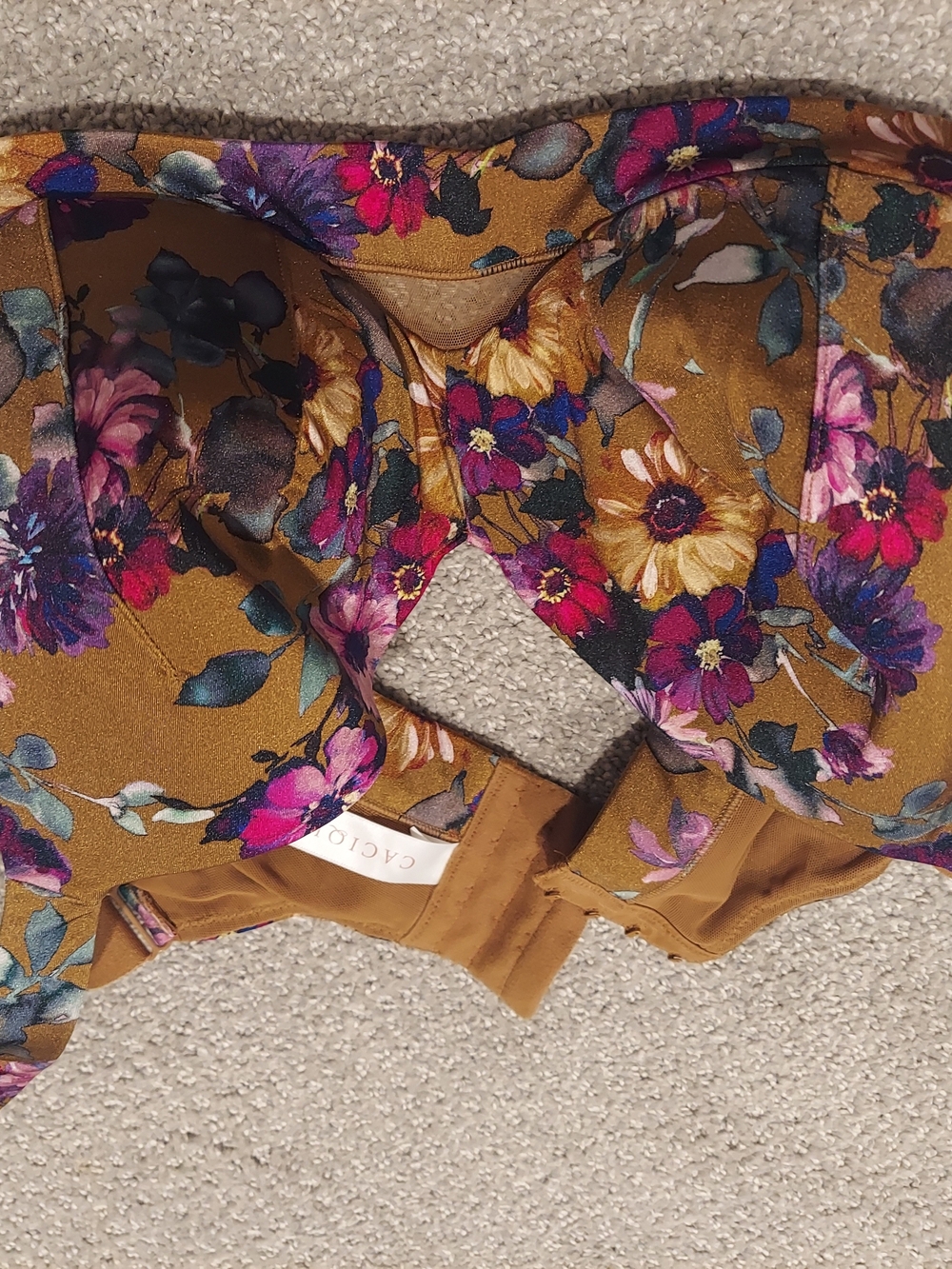 Cacique Mustard Floral Underwire Bra - Multicolor Flowers